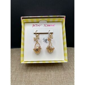 Betsey Johnson Easter Basket Pierced Earrings Collectable New in Box Gift Idea